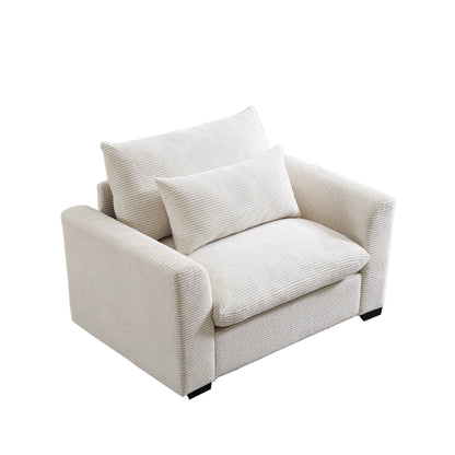 Beige Corduroy Deep Seat and Accent Chair