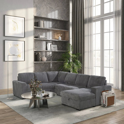 Melody sleeper sectional sofa with chaise in grey upholstery by Unique Piece Furniture on Tampa Home & Garden Store