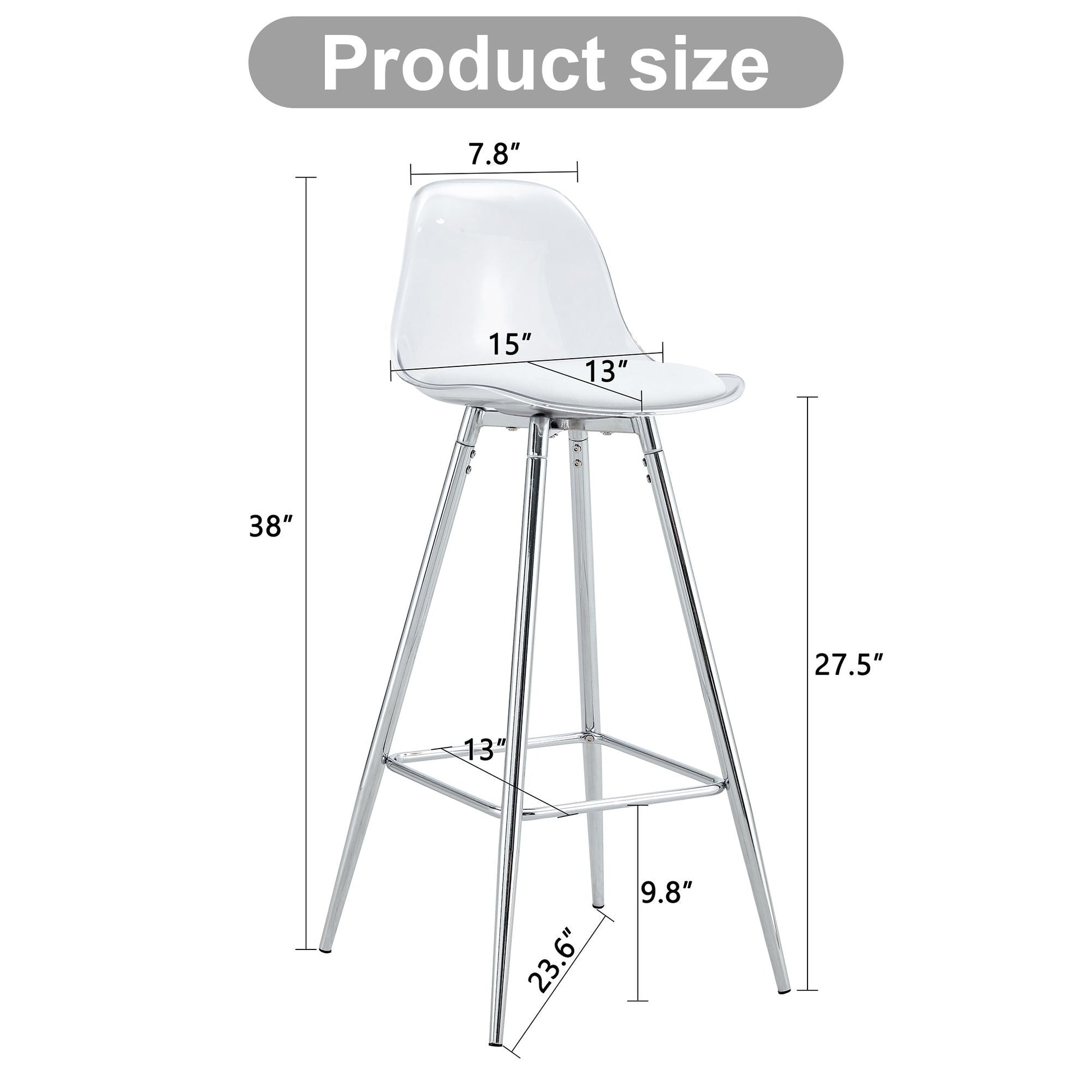 Stylish upholstered white bar chair set with chrome metal legs by HouseOfZazla on Tampa Home & Garden Store
