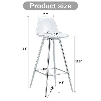 Stylish upholstered white bar chair set with chrome metal legs by HouseOfZazla on Tampa Home & Garden Store