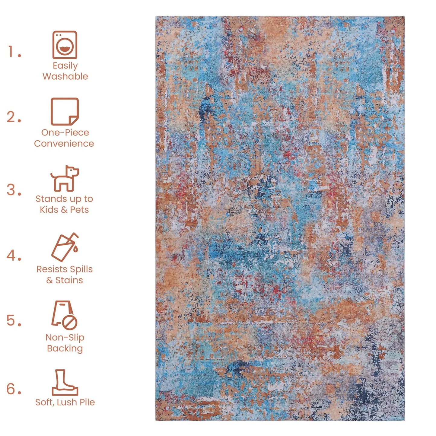 Maval Machine Washable Area Rug for Every Room