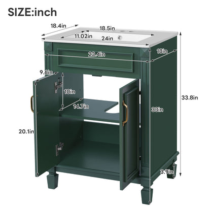 Bathroom vanity with top sink and soft closing doors, green HouseOfZazla cabinet on Tampa Home & Garden Store
