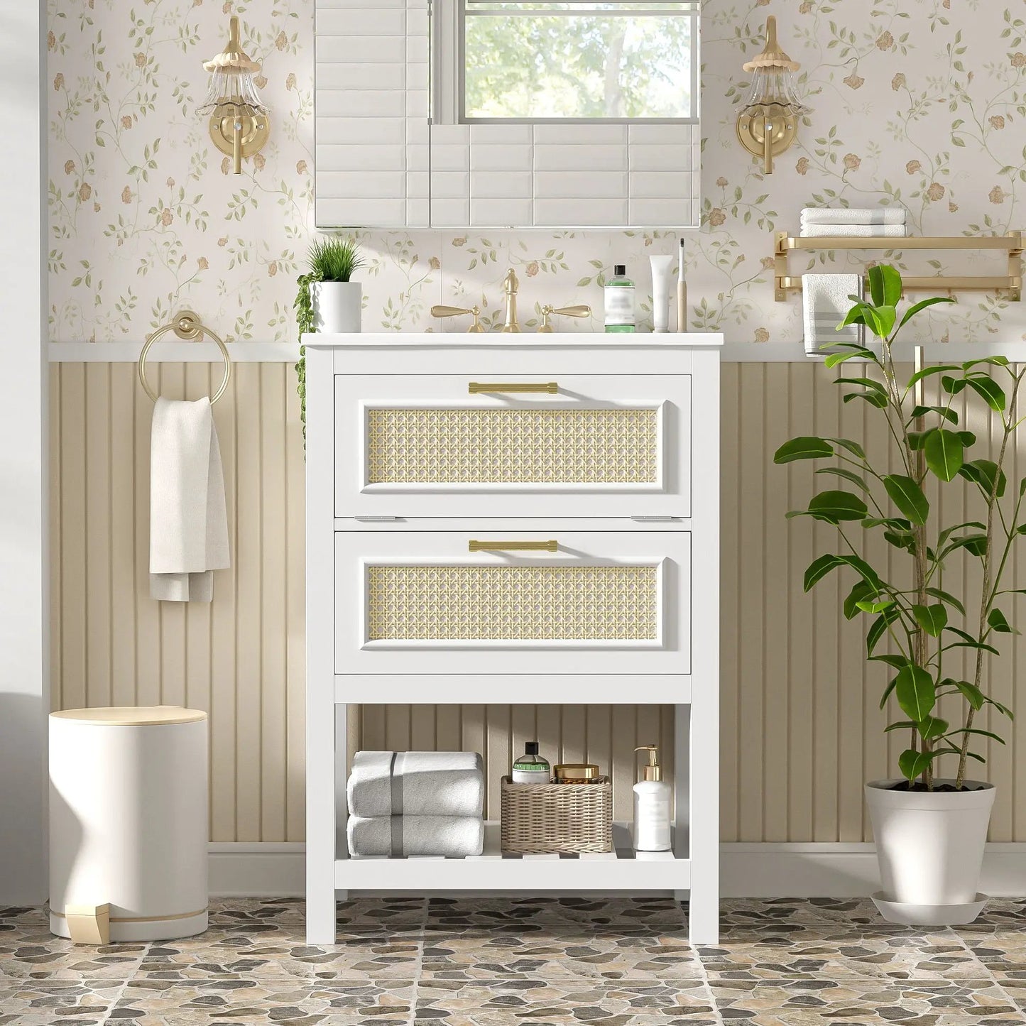 Modern Vanity With Integrated Sink and Cabinet