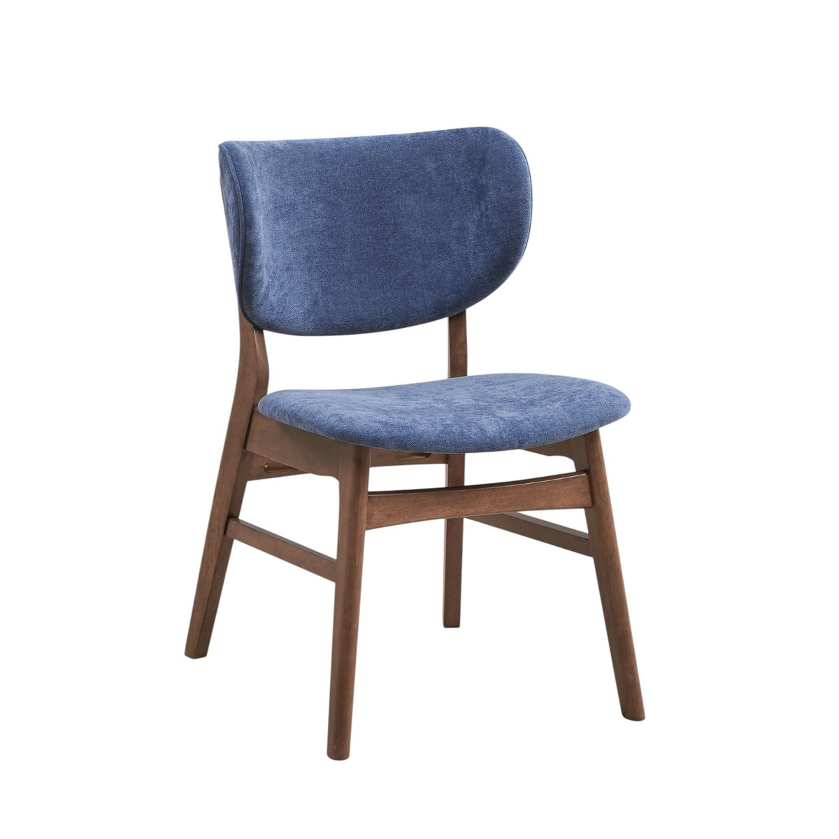 Bevis Side Chair Set blue velvet padded cushion with curved back and wooden legs on Tampa Home & Garden Store