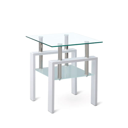 Tempered Glass Table With Storage For Living Room