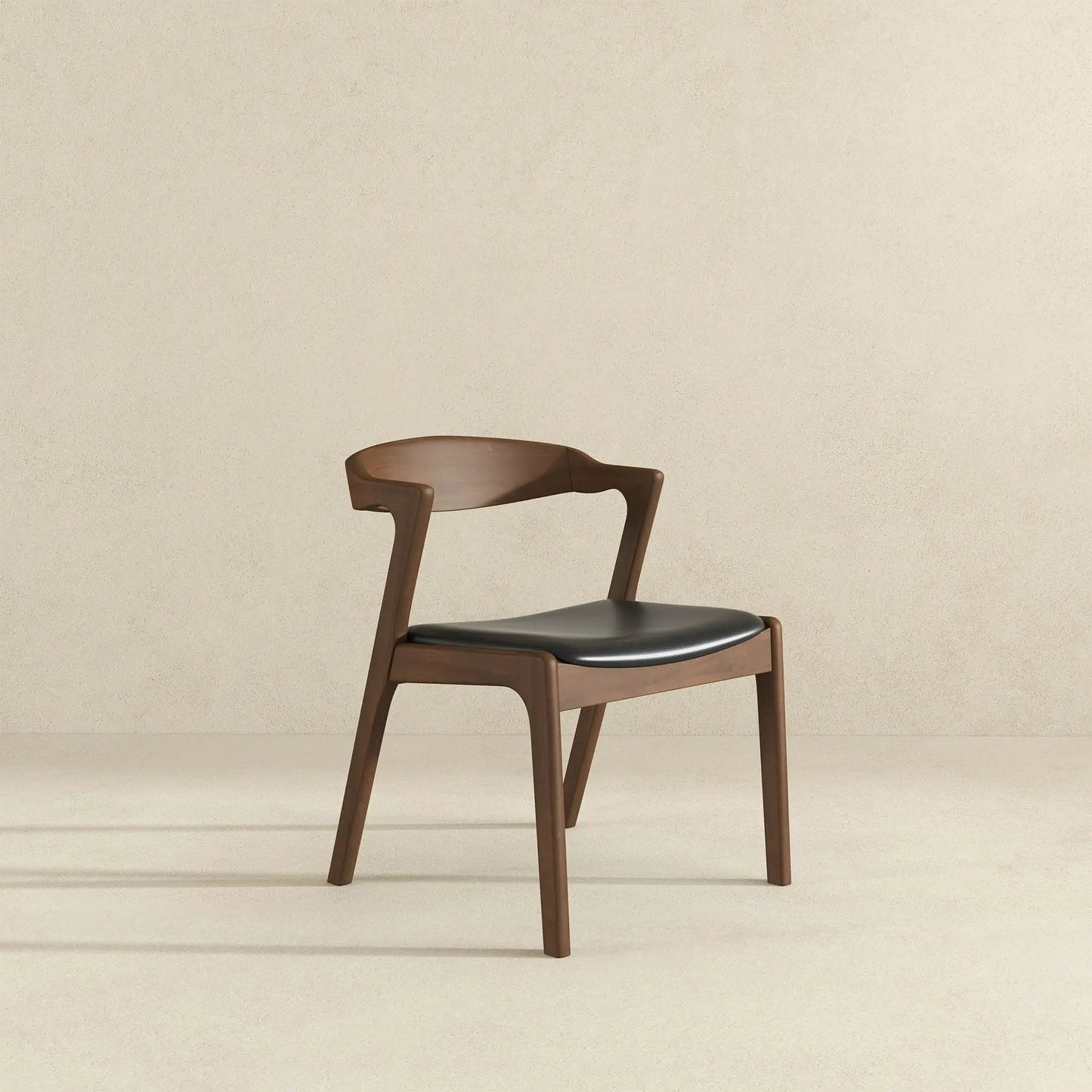 Dakota mid-century modern dining chair set of 2, brown wood frames with black cushioned seats on Tampa Home & Garden Store