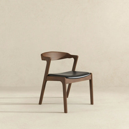 Dakota mid-century modern dining chair set of 2, brown wood frames with black cushioned seats on Tampa Home & Garden Store