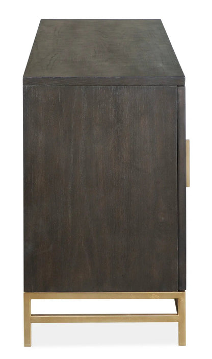 Lindon console TV stand in dark wood with gold metal base by Unique Piece Furniture on Tampa Home & Garden Store