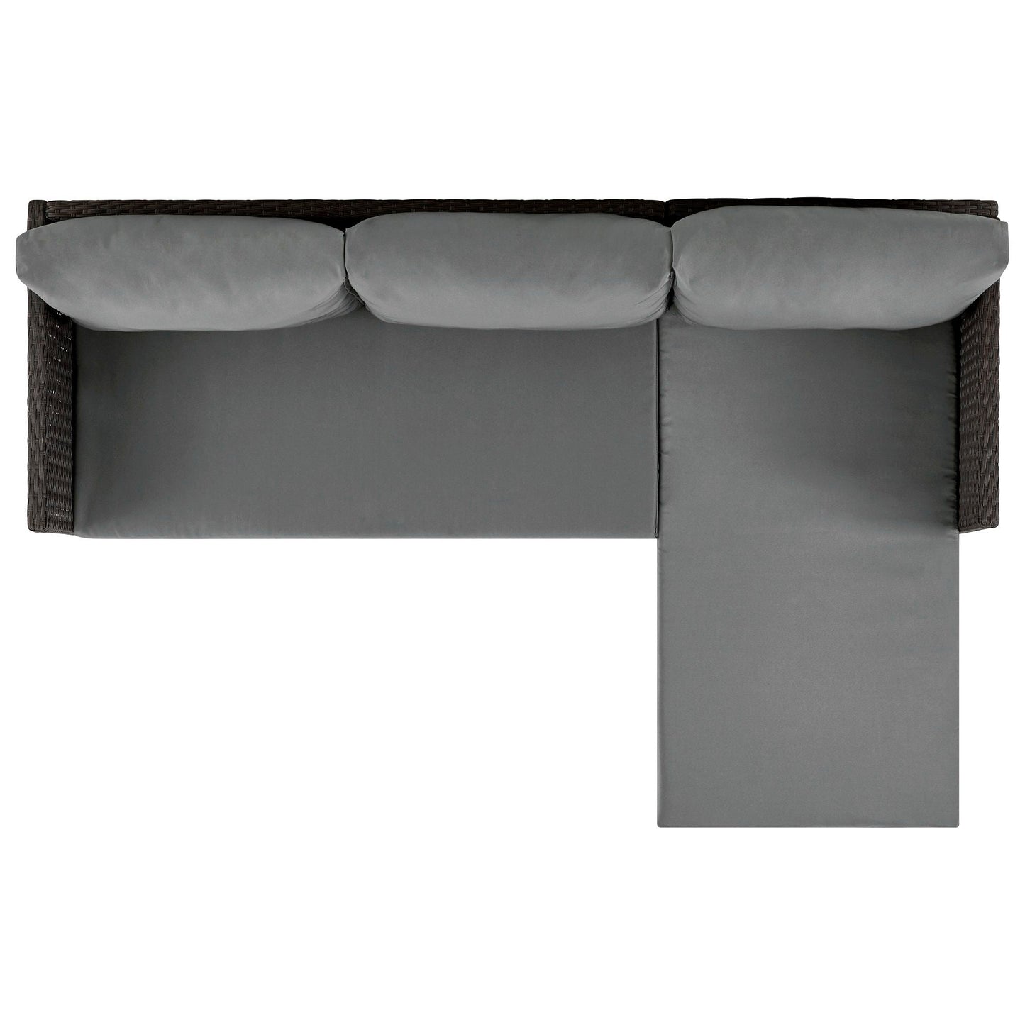 Menton 3-piece sectional set by HouseOfZazla — dark wicker frame with grey cushions on Tampa Home & Garden Store