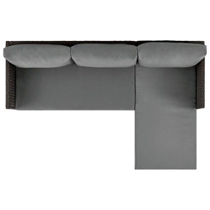 Menton 3-piece sectional set by HouseOfZazla — dark wicker frame with grey cushions on Tampa Home & Garden Store