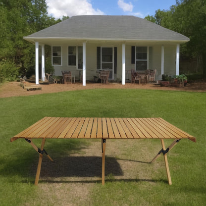 Natural Wood Foldable and Portable Dining Table