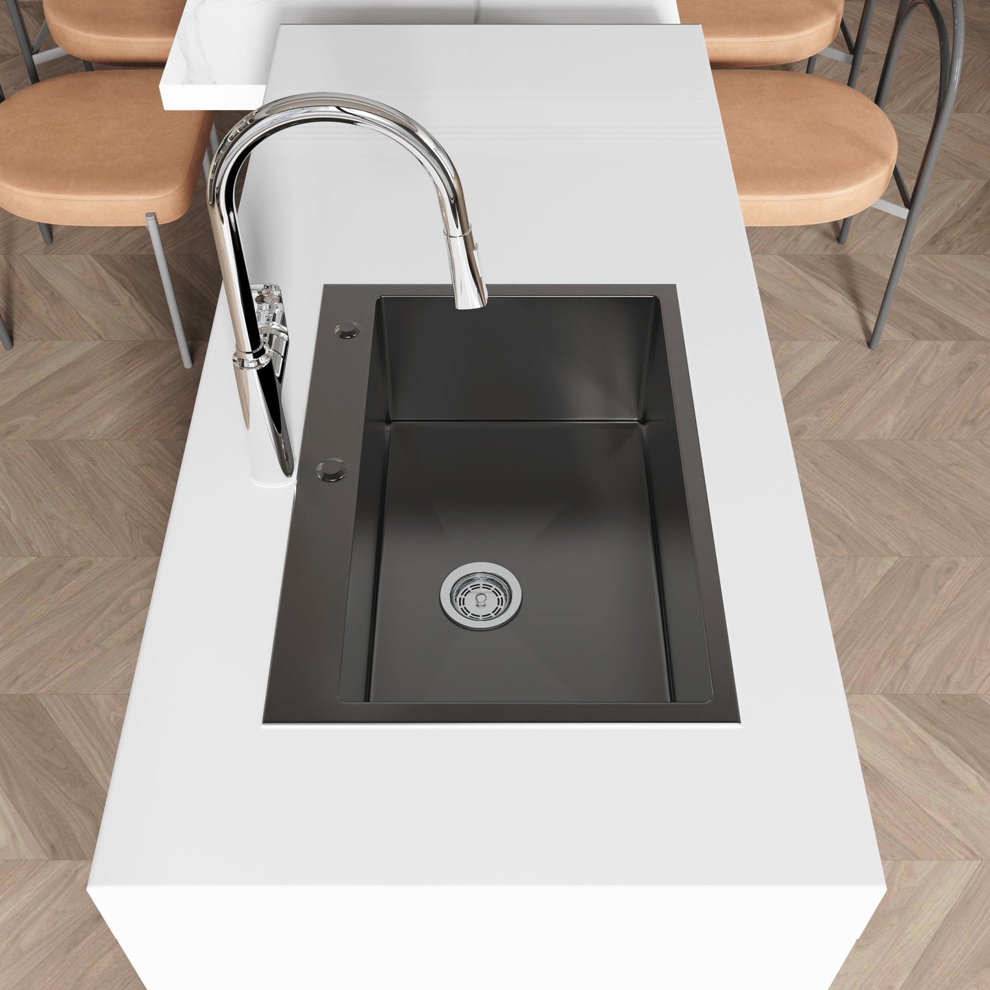 HouseOfZazla stainless steel kitchen sink 27x19 single bowl on Tampa Home & Garden Store
