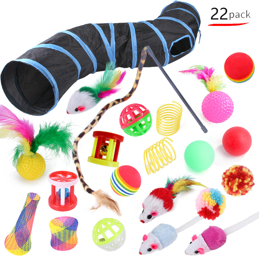 Cat tunnel toy set black with blue rings, 22-pack of mice and balls by Sell My Stuff on Tampa Home & Garden Store