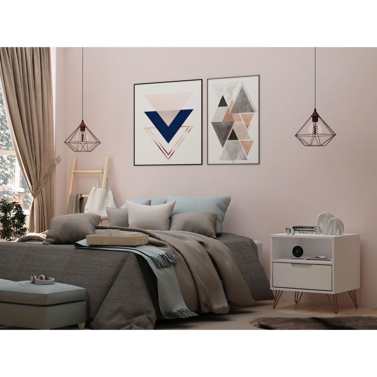 White Rockefeller nightstand with 1 drawer and metal legs by HouseOfZazla on Tampa Home & Garden Store