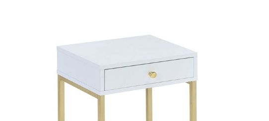 Coleen Elegant Design Accent Table white top, gold legs and brass knob HouseOfZazla on Tampa Home & Garden Store