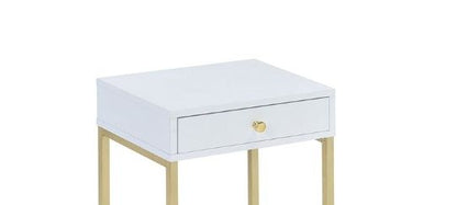 Coleen Elegant Design Accent Table white top, gold legs and brass knob HouseOfZazla on Tampa Home & Garden Store