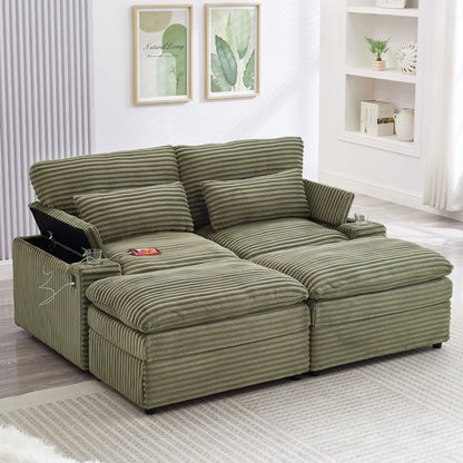 Convertible Loveseat With Usb and Storage Sofa