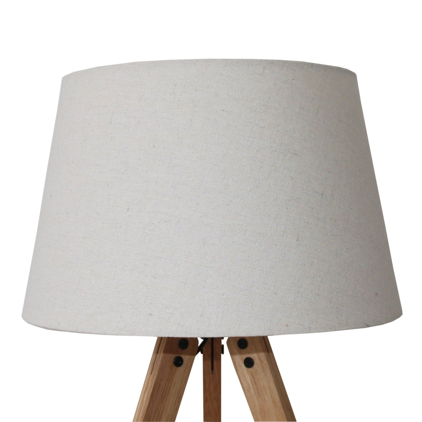 HouseOfZazla decorative LED desk lamp, 3-legged natural wood with linen shade on Tampa Home & Garden Store