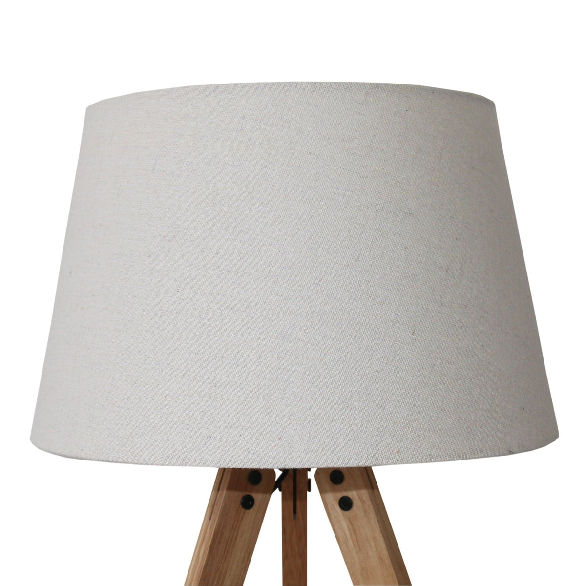 HouseOfZazla decorative LED desk lamp, 3-legged natural wood with linen shade on Tampa Home & Garden Store