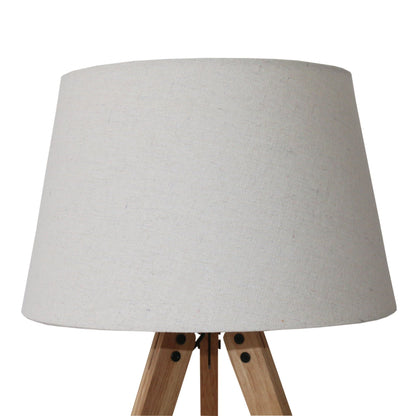 HouseOfZazla decorative LED desk lamp, 3-legged natural wood with linen shade on Tampa Home & Garden Store