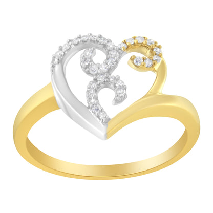 10K two-tone gold diamond heart-shaped cluster ring, size 6, white and yellow gold on Tampa Home & Garden Store