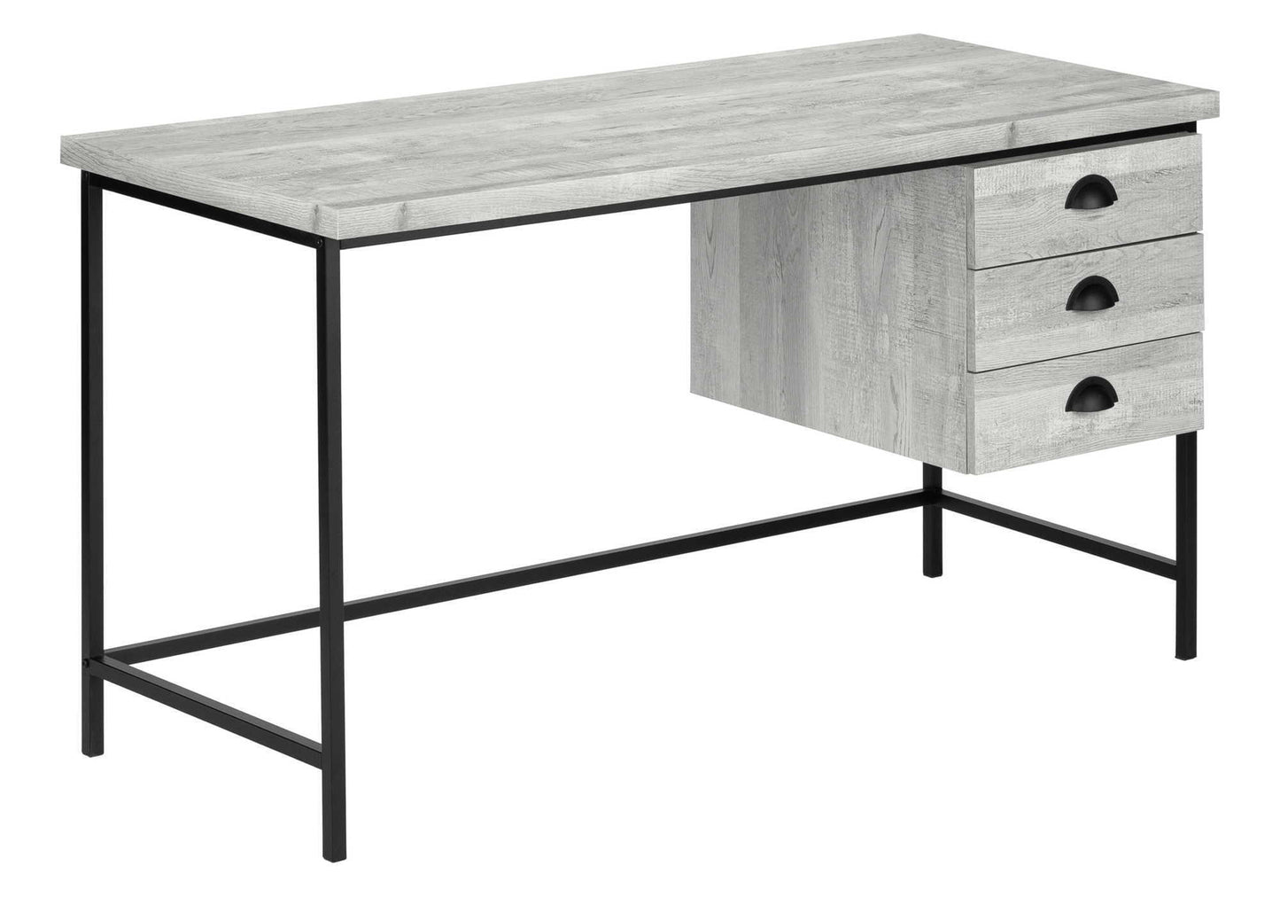 HouseOfZazla writing desk with light gray wood top, black metal frame, 4-drawer storage on Tampa Home & Garden Store