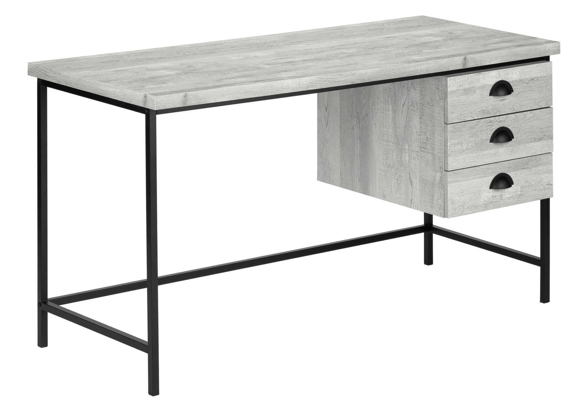 HouseOfZazla writing desk with light gray wood top, black metal frame, 4-drawer storage on Tampa Home & Garden Store