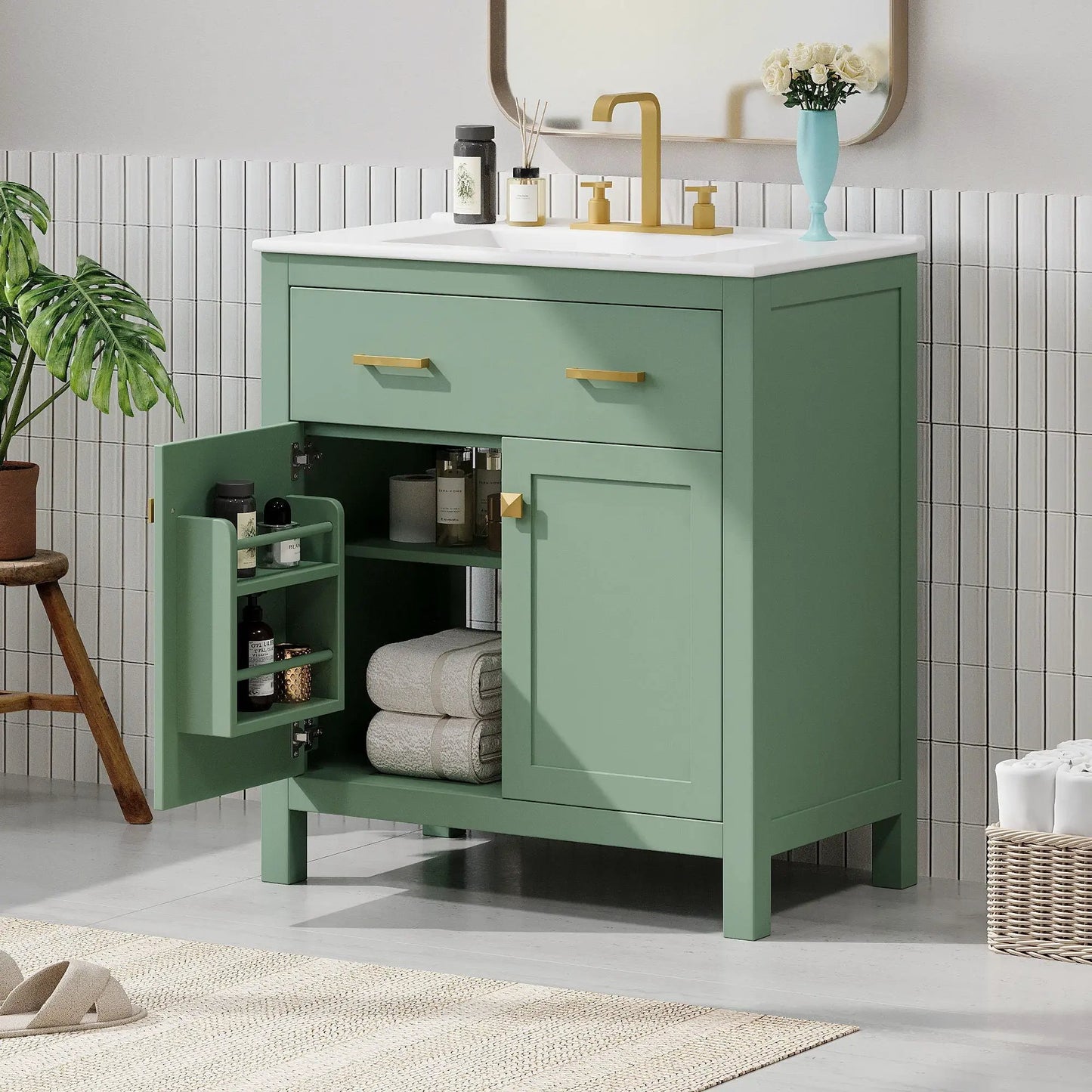 Bathroom Vanity Ceramic Sink and Soft Close Doors