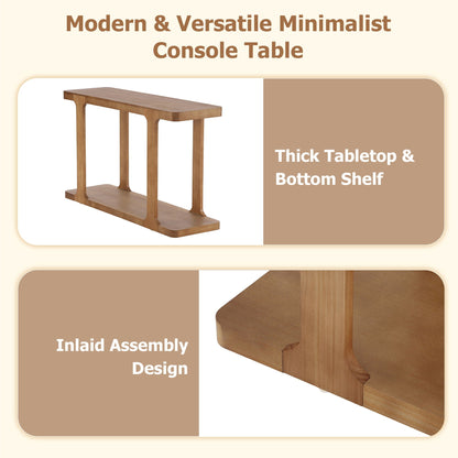 Walnut console table with bottom shelf in natural finish, 50W x 15D x 30.25H HouseOfZazla on Tampa Home & Garden Store