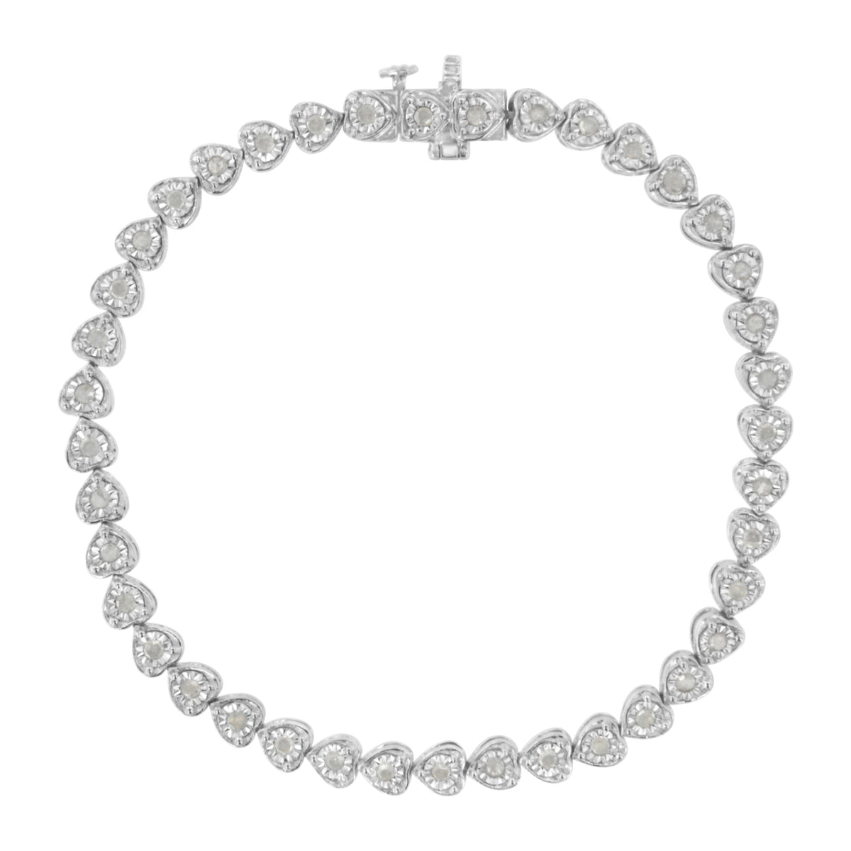 Sterling silver 1.0cttw diamond heart-link tennis bracelet I-J, I2-I3, 7 inch by Bids.com on Tampa Home & Garden Store