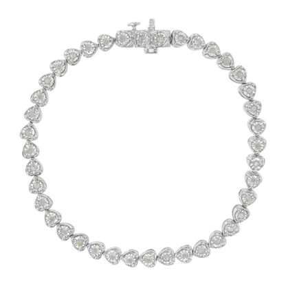 Sterling silver 1.0cttw diamond heart-link tennis bracelet I-J, I2-I3, 7 inch by Bids.com on Tampa Home & Garden Store