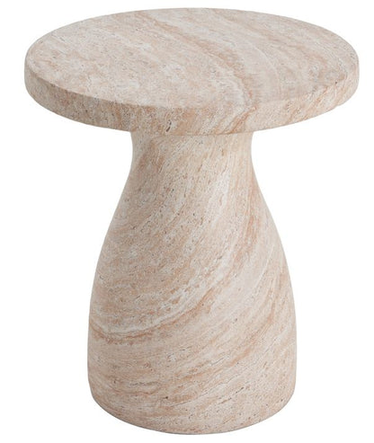 Travertine side table round top with curved pedestal lightweight outdoor furniture by HouseOfZazla on Tampa Home & Garden Store