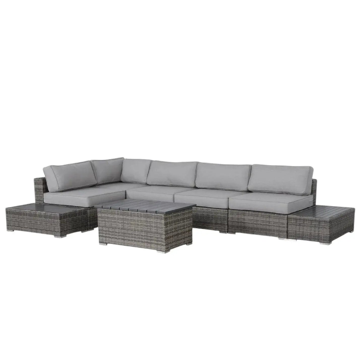 Stylish outdoor sectional set in grey wicker with cushions, 3-piece by Unique Piece Furniture on Tampa Home & Garden Store