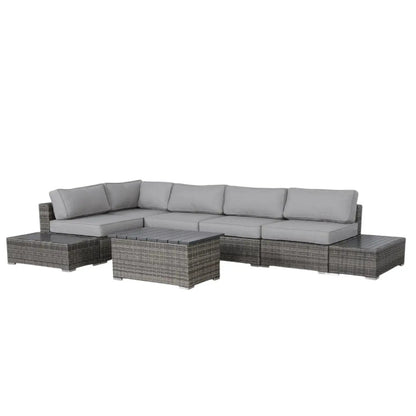 Stylish outdoor sectional set in grey wicker with cushions, 3-piece by Unique Piece Furniture on Tampa Home & Garden Store