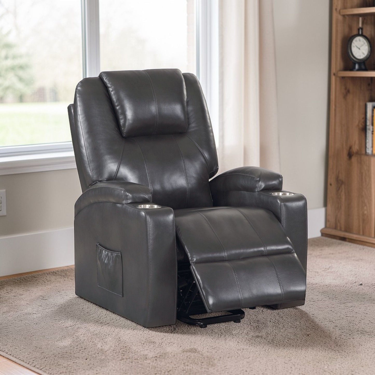 The Gunmetal Power Lift and Massage Recliner