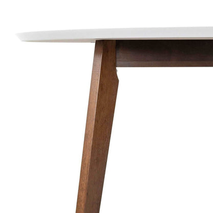 White solid wood dining table with brown legs and water-resistant finish HouseOfZazla Alina on Tampa Home & Garden Store