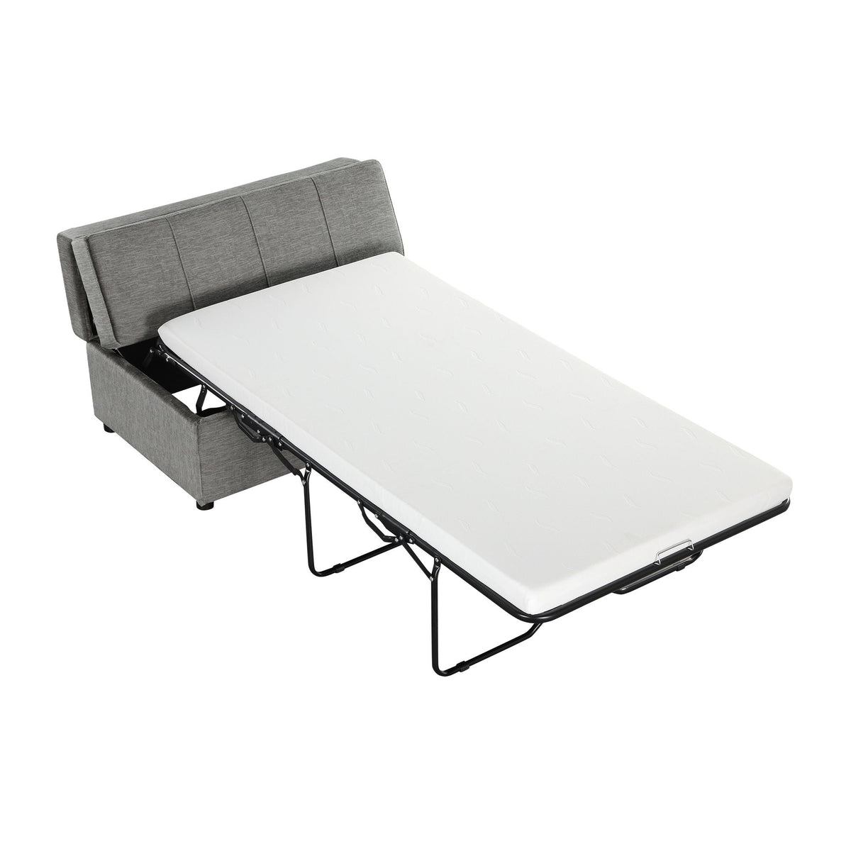 Twin size folding ottoman sleeper bed in grey fabric, HouseOfZazla on Tampa Home & Garden Store