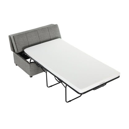 Twin size folding ottoman sleeper bed in grey fabric, HouseOfZazla on Tampa Home & Garden Store