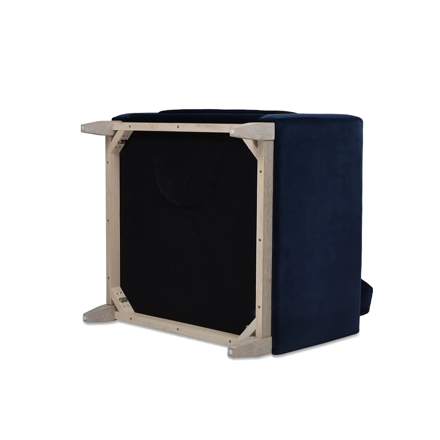 Knox Modern Farmhouse Arm Chair in navy velvet with light wood frame on Tampa Home & Garden Store