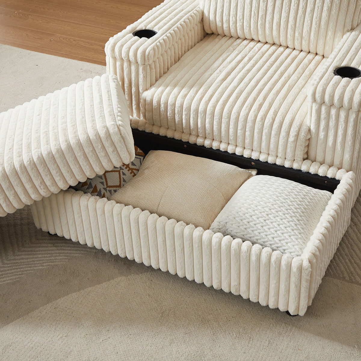 3 Seater Sofa With 2 Ottomans and Storage