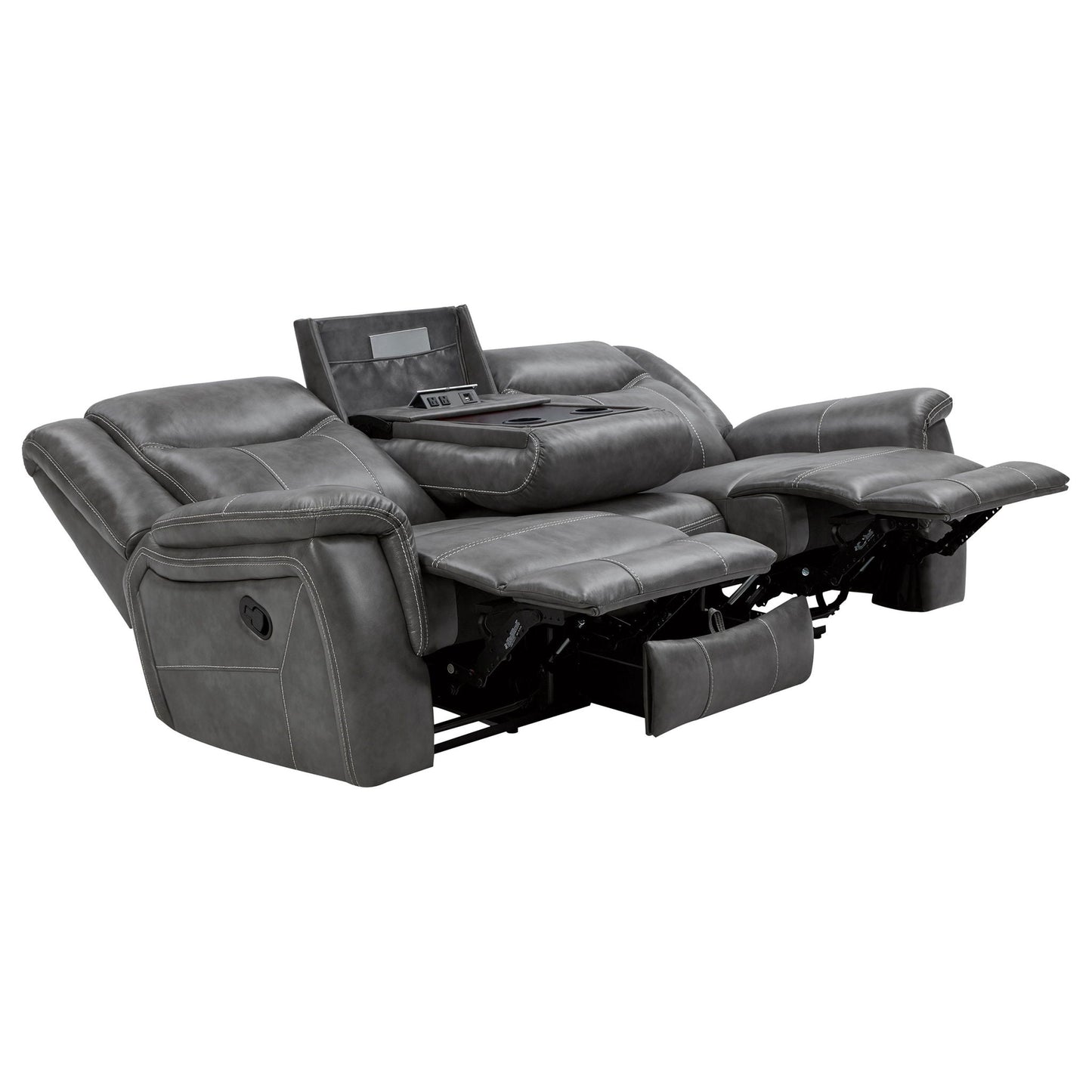 Hudson Gray Reclining Sofa and Pillow Top Arms