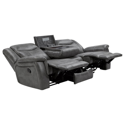 Hudson Gray Reclining Sofa and Pillow Top Arms