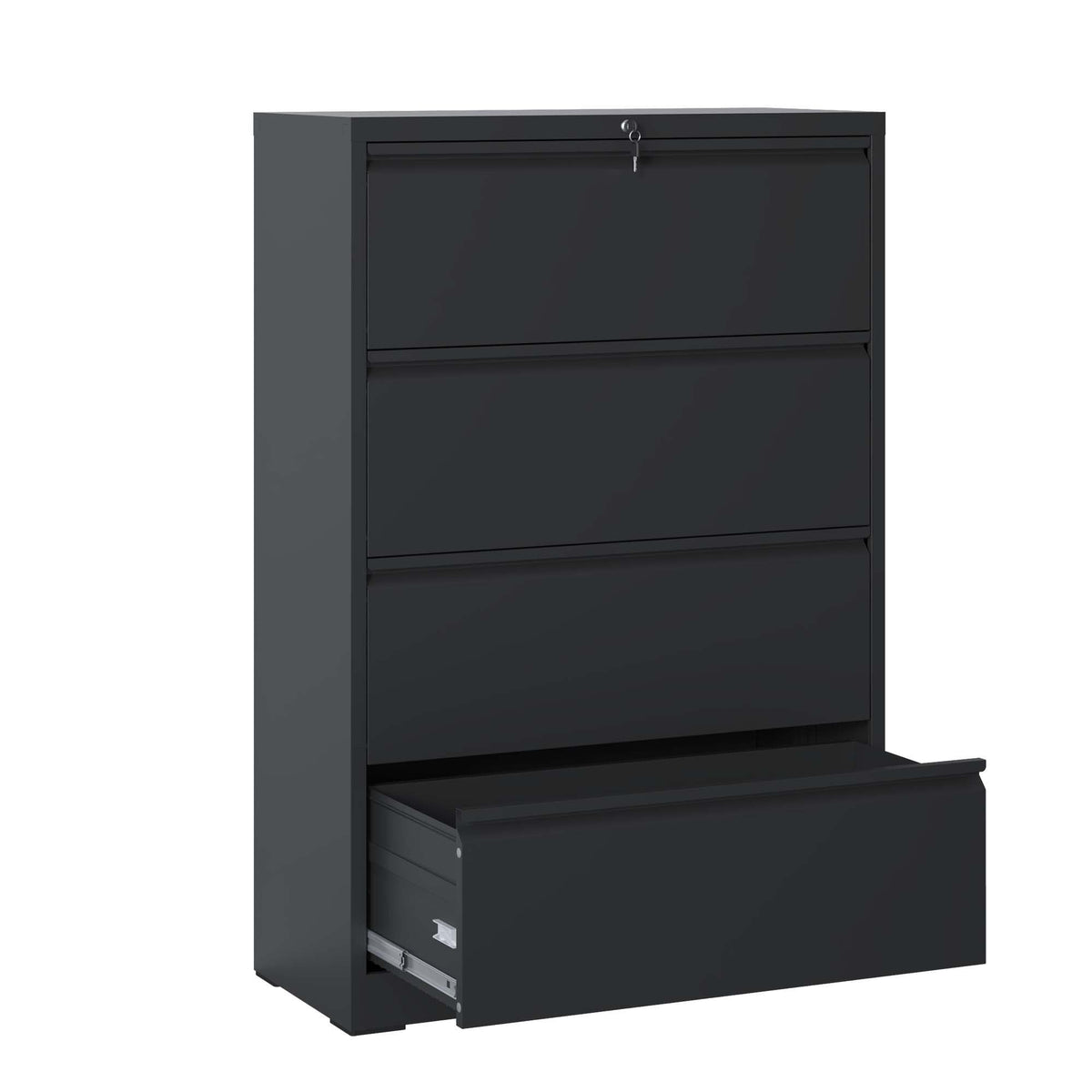Black lateral filing cabinet with heavy-duty locking drawers HouseOfZazla on Tampa Home & Garden Store