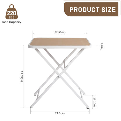 Outdoor folding table by HouseOfZazla with tan slat top and white frame on Tampa Home & Garden Store
