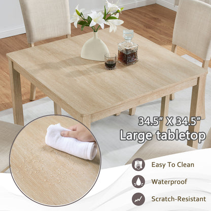 Modern 5-Piece Wooden Dining Table Set with Upholstered Chairs in light oak by HouseOfZazla on Tampa Home & Garden Store