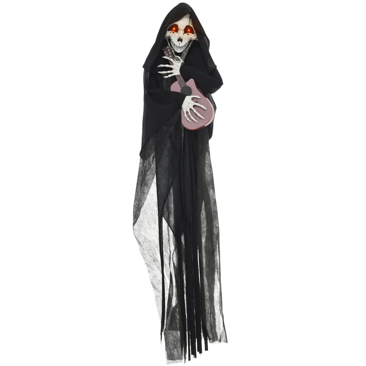 Grim Reaper guitarist figure in black cloak with pink guitar and glowing eyes on Tampa Home & Garden Store