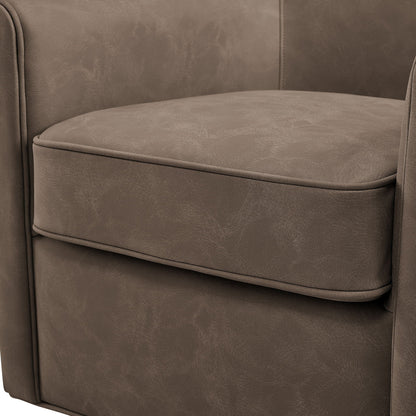 Westly Swivel Accent Chair taupe-brown leather upholstery seat and arm detail HouseOfZazla on Tampa Home & Garden Store