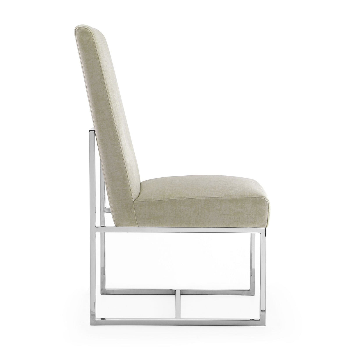 Element Dining Chair beige velvet upholstery with chrome metal frame by HouseOfZazla on Tampa Home & Garden Store