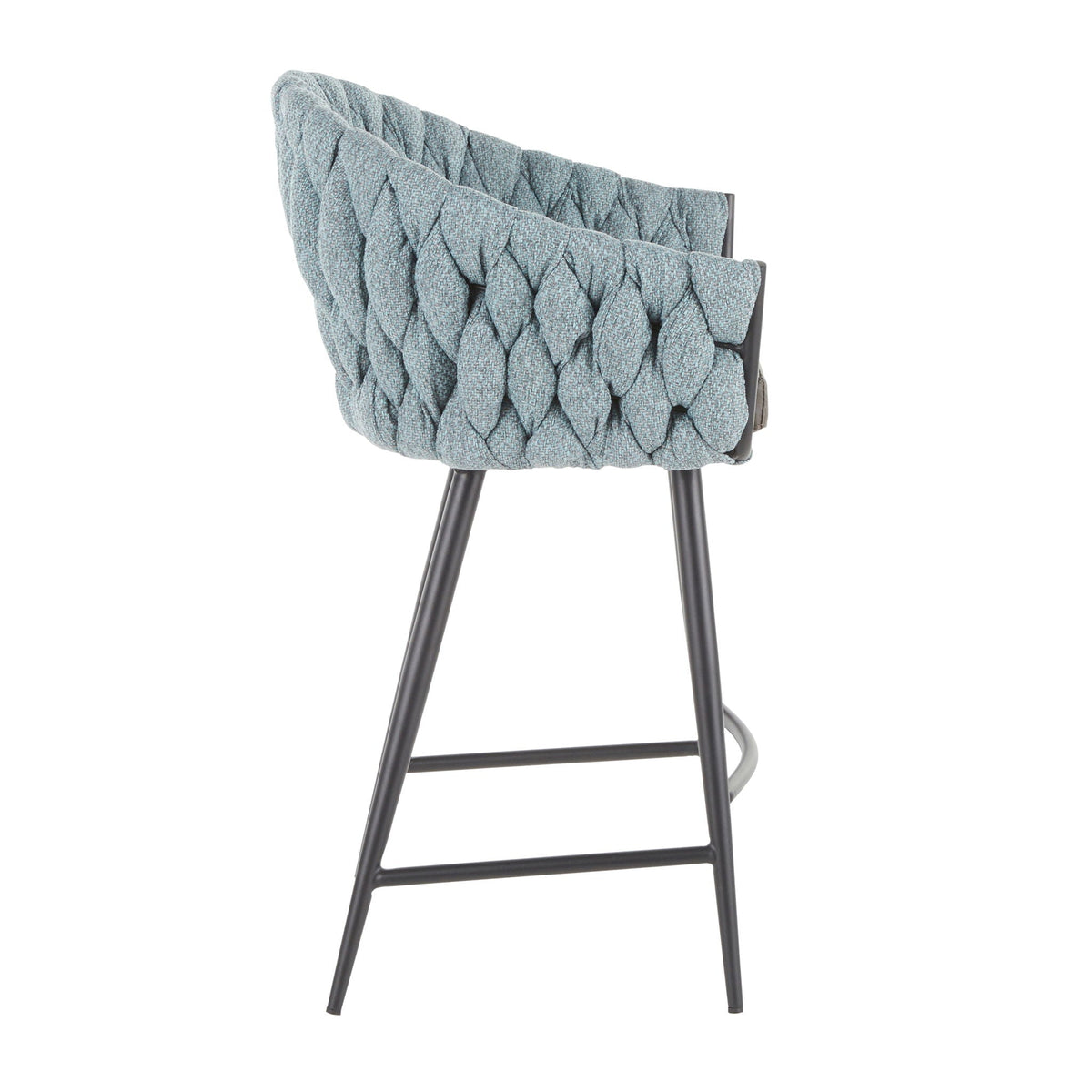 Pair of braided contemporary counter-height chairs with padded blue bucket seats by HouseOfZazla on Tampa Home & Garden Store
