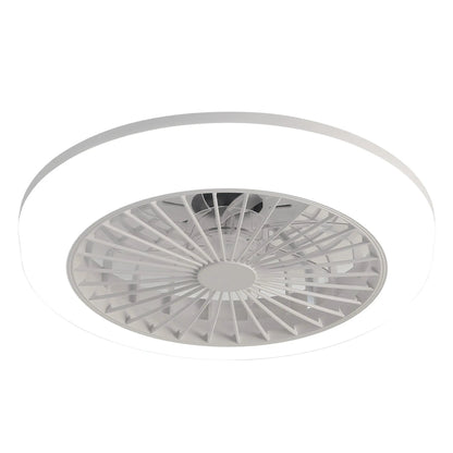 White bladeless ceiling fan with remote and built-in light, circular housing on Tampa Home & Garden Store